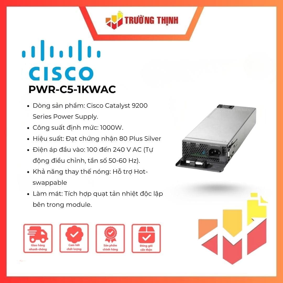 Cisco PWR-C5-1KWAC Catalyst 9200 1000W AC Power Supply