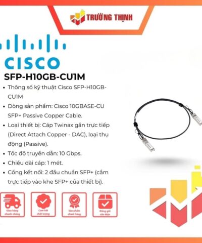 Cisco SFP-H10GB-CU1M 10G SFP+ Direct Attach Cable 1m