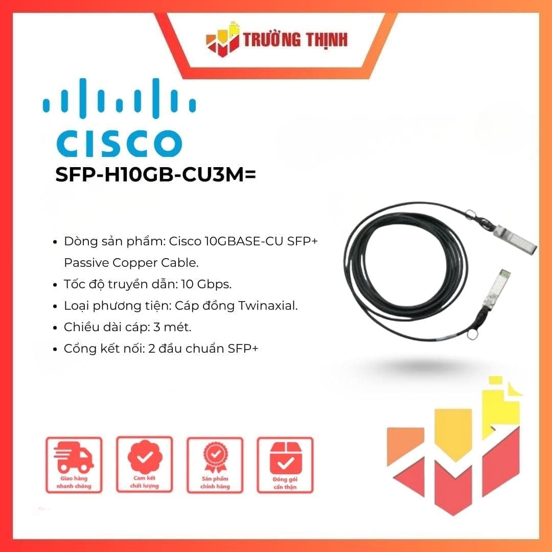 Cisco SFP-H10GB-CU3M 10G SFP+ Direct Attach Cable 3m
