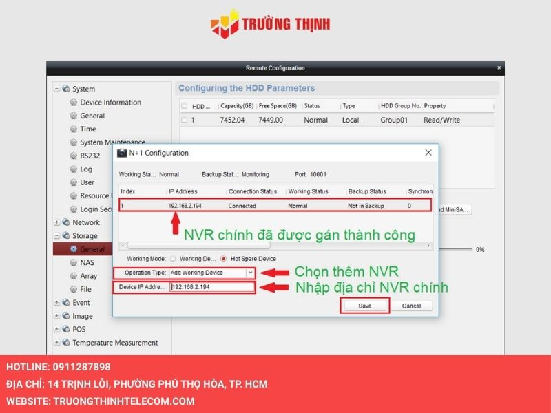 Chọn thêm NVR và nhập địa chỉ NVR chính