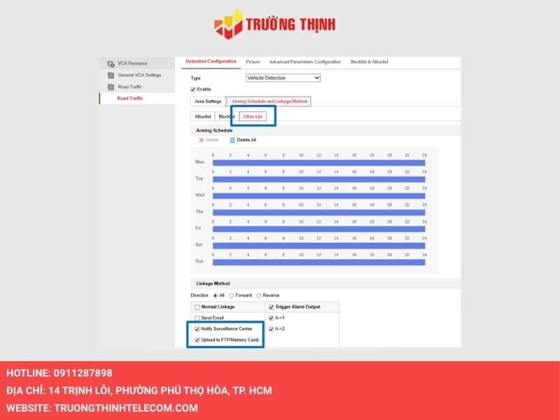 Phần Arming Schedule and Linkage Method