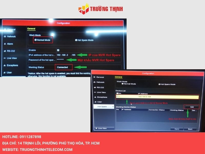 Thêm các đầu ghi NVR trong danh sách