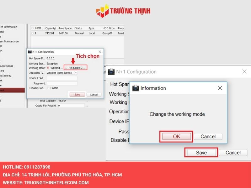 Tick chọn Working Device