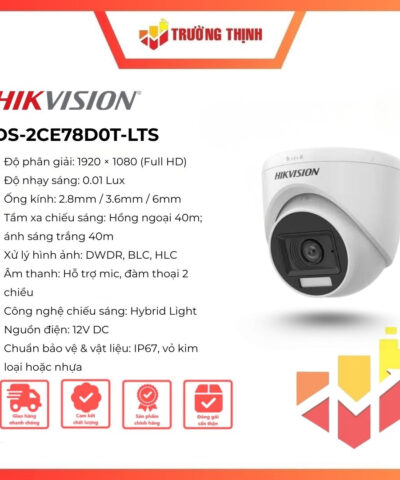 Camera Hikvision 2.0MP DS-2CE78D0T-LTS Đàm thoại 2 chiều