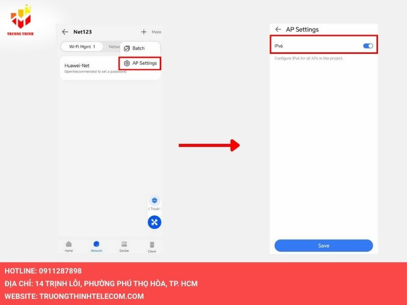 Bấm bật IPv6