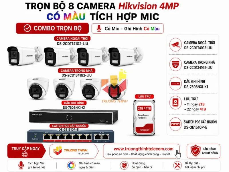 Bộ 8 camera 4mp Hikvision (Giải pháp cao cấp)