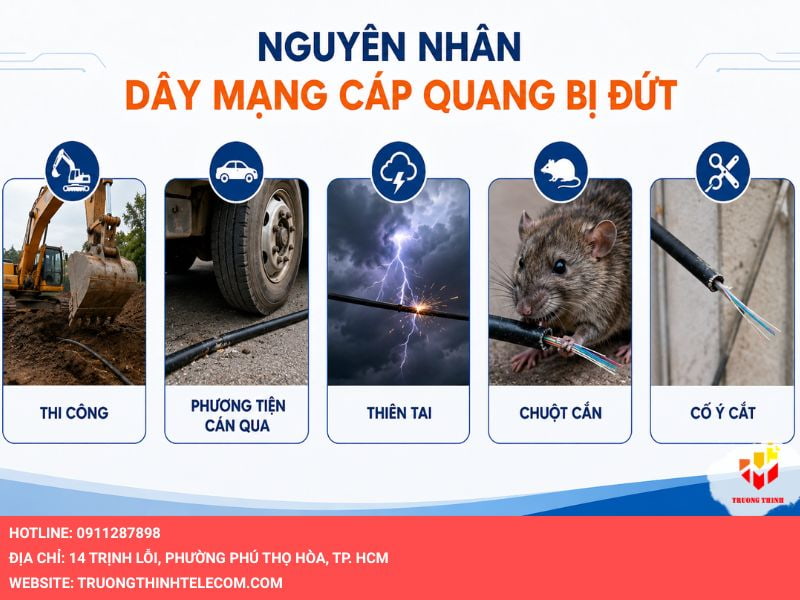 Nguyên nhân dây mạng cáp quang bị đứt