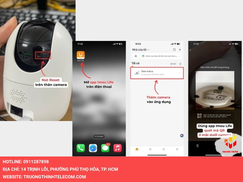 Nhấn nút Reset trên camera