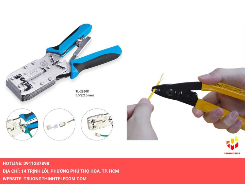 Sử dụng kìm bấm cáp để loại bỏ phần dây bị dập