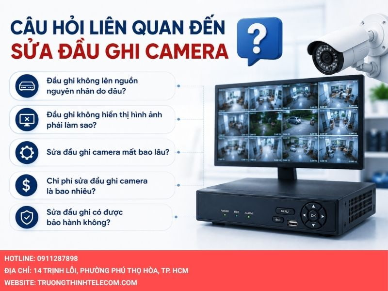 Câu hỏi liên quan đến sửa đầu ghi camera