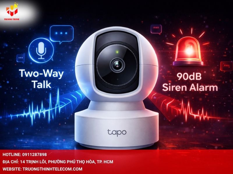Đàm thoại hai chiều và còi báo động 90dB