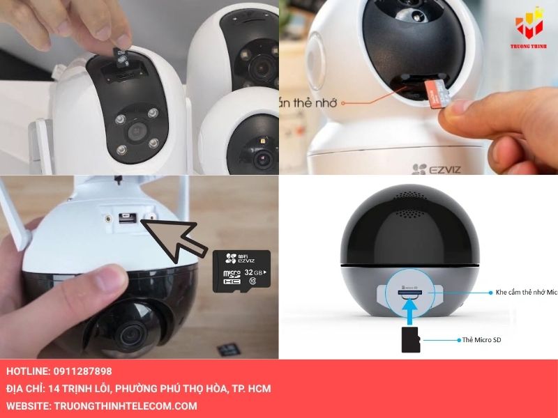 Xác định nơi và cách lắp thẻ nhớ trên camera Ezviz