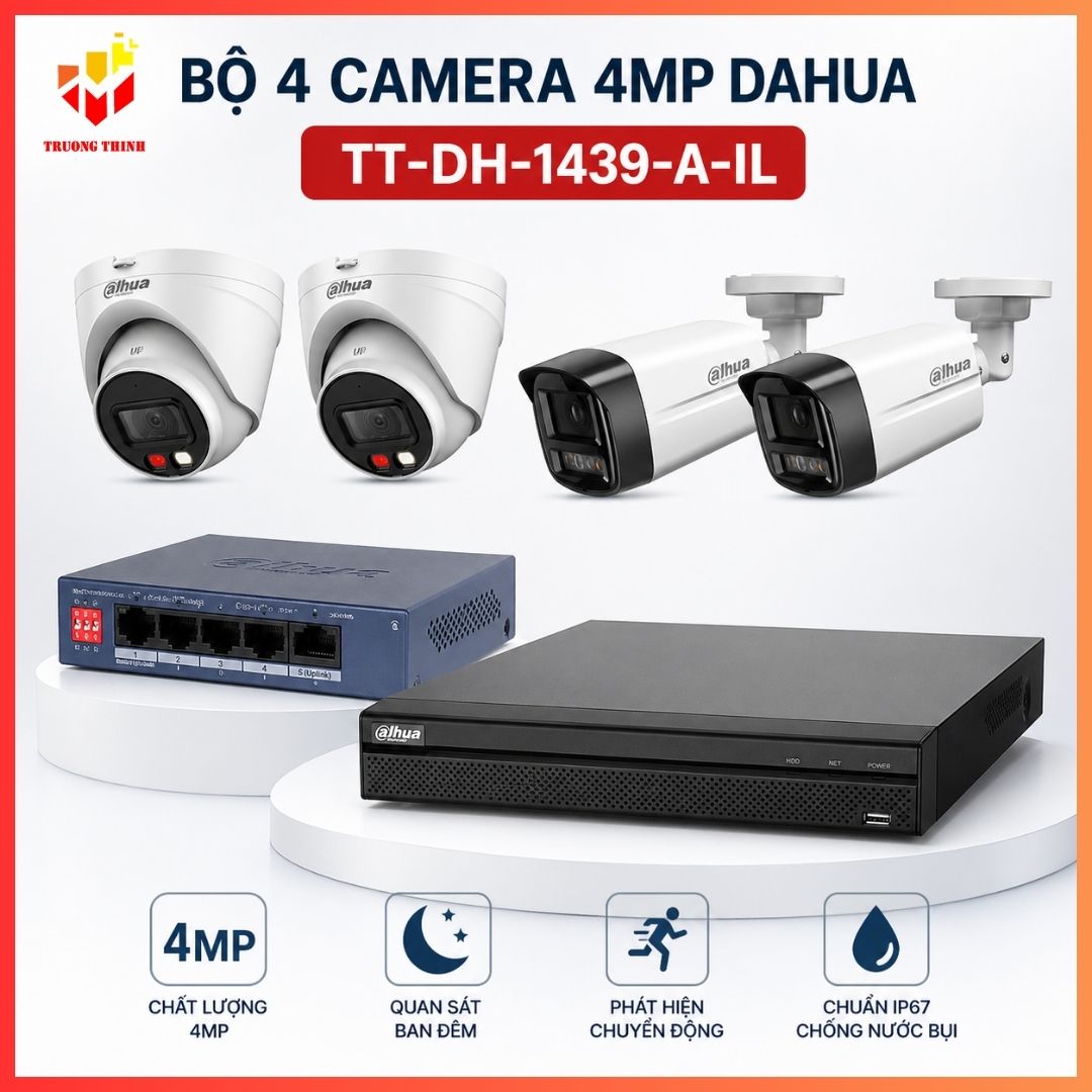Trọn bộ 4 camera 4MP Dahua TT-DH-1439-A-IL Giá Tốt