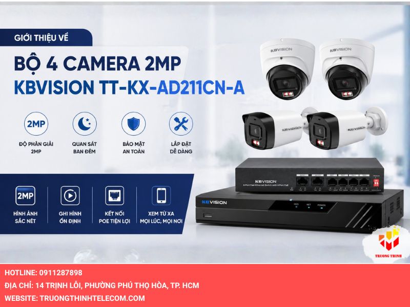 Giới thiệu về Bộ 4 Camera 2MP Kbvision TT-KX-AD211CN-A