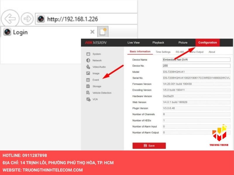 Truy cập IP đầu ghi