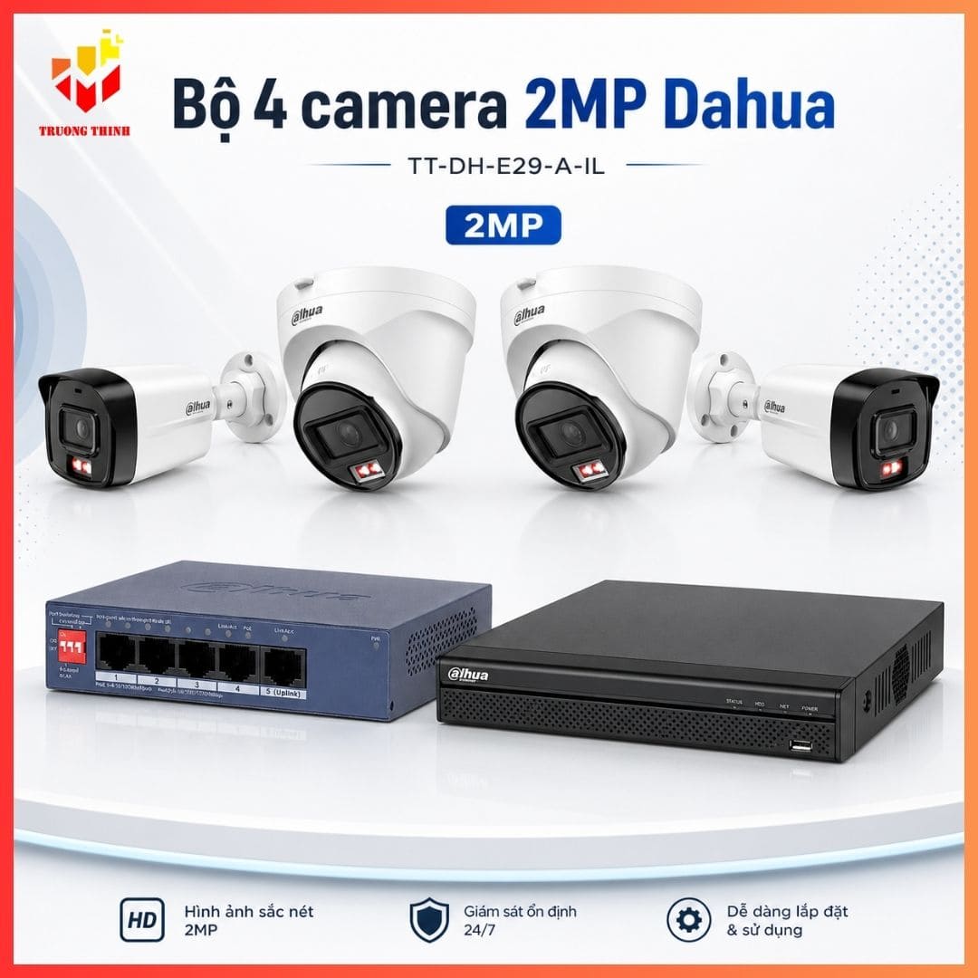 Trọn bộ 4 camera Dahua TT-DH-E29-A-IL Chính hãng