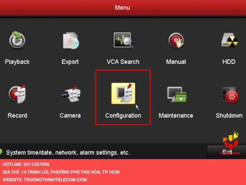 Vào mục Configuration