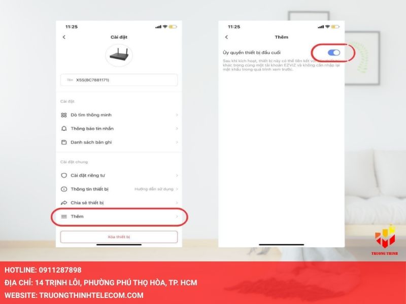 Bật mục Ủy quyền thiết bị đầu cuối