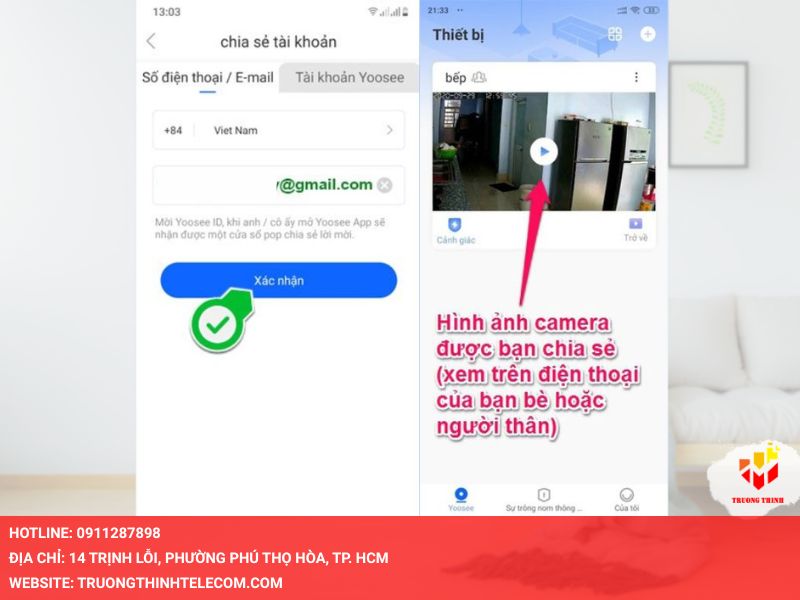 Cách chia sẻ camera Yoosee qua số điện thoại