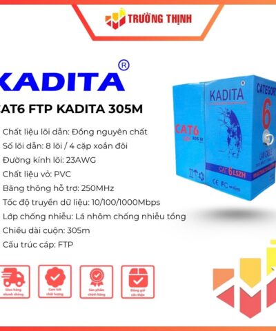 Cáp mạng CAT6 FTP KADITA 8 lõi đồng nguyên chất cuộn 305M