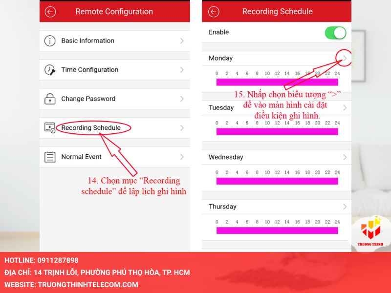 Chọn Cấu hình từ xa hoặc Record Schedule