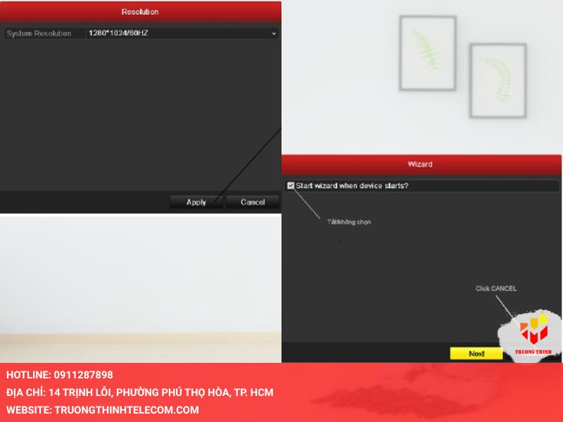 Chọn độ phân giải VGA hoặc HDMI