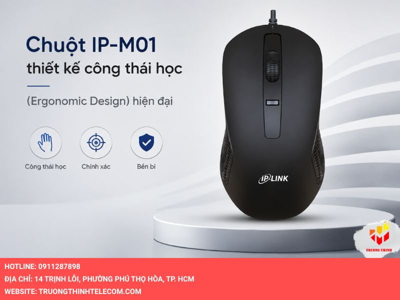 Chuột IP-M01 thiết kế công thái học (Ergonomic Design) hiện đại