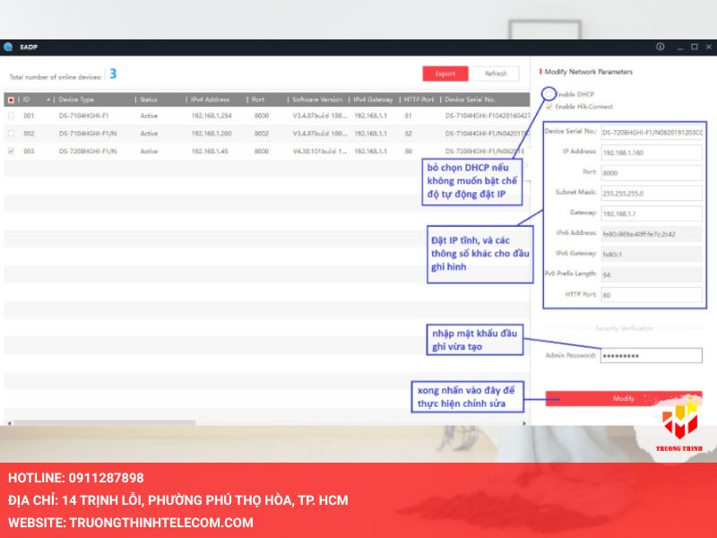 Điền username và password
