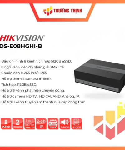 Đầu ghi hình 8 kênh Hikvision 512GB eSSD DS-E08HGHI-B