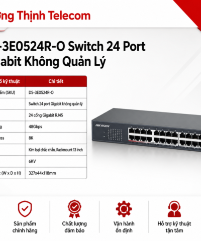 Switch 24 Port Gigabit Hikvision DS-3E0524R-O Không Quản Lý