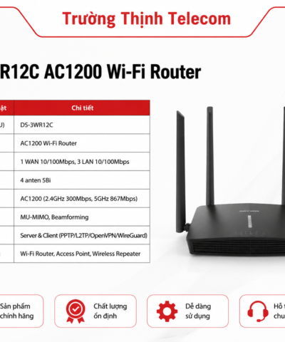 Router wifi AC1200 Hikvision DS-3WR12C Wireless Router Chính Hãng