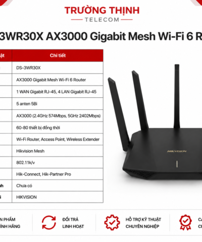 Hikvision Router wifi 6 DS-3WR30X AX3000 5 ăng-ten