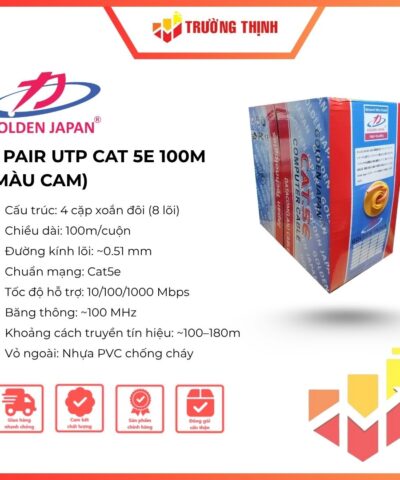 Dây cáp mạng GOLDEN JAPAN 4 PAIR UTP CAT 5E 100M Màu Cam