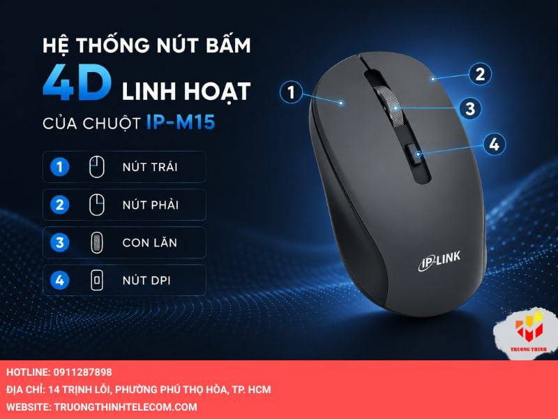 Hệ thống nút bấm 4D linh hoạt của chuột IP-M15