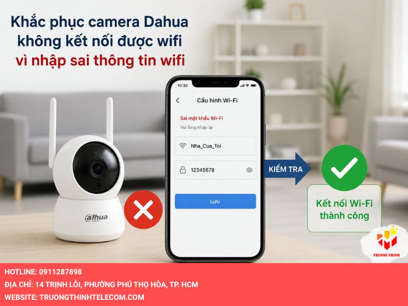 Khắc phục camera Dahua không kết nối được wifi vì nhập sai thông tin wifi