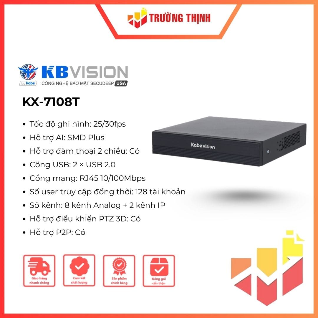 Đầu ghi hình 5in1 AI KBVision KX-7108T 8 kênh
