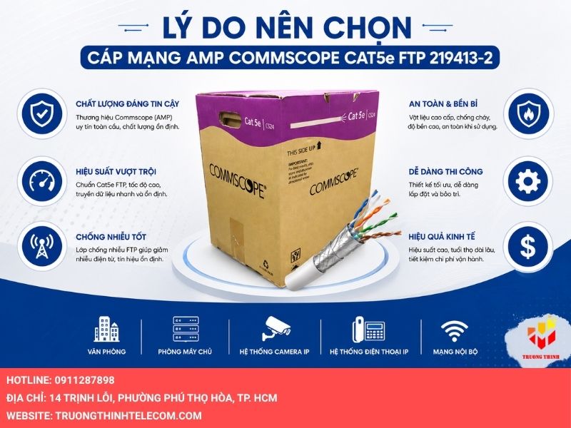 Lý do nên chọn cáp mạng AMP Commscope Cat5e FTP 219413-2