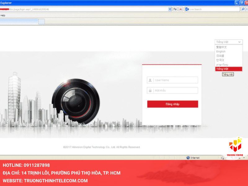 Mở trình duyệt và nhập địa chỉ IP của camera