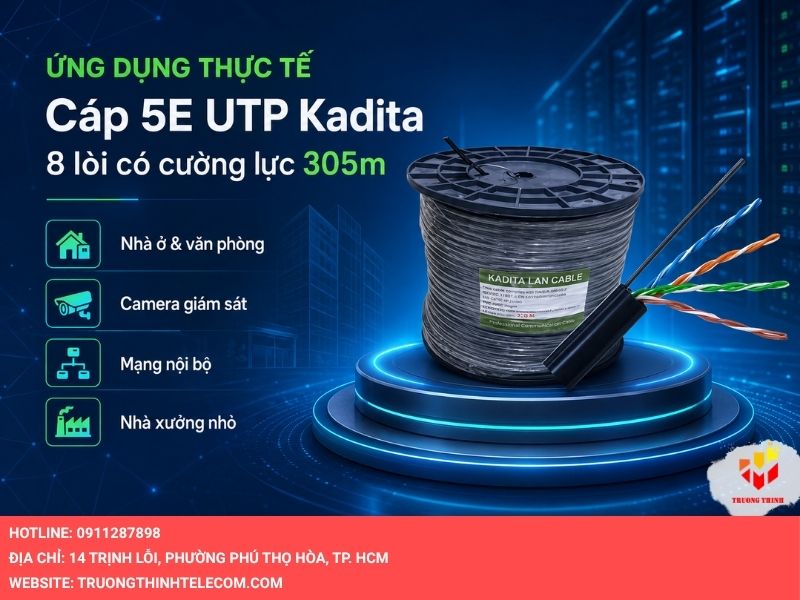 Ứng dụng thực tế của cáp 5E UTP Kadita 8 lõi có cường lực 305m
