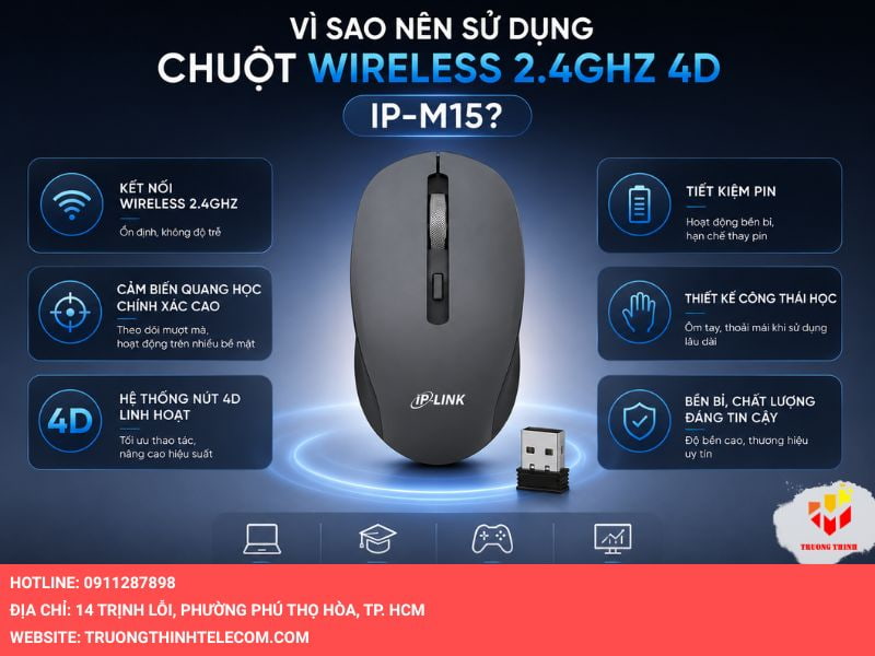 Vì sao nên sử dụng chuột Wireless 2.4Ghz 4D IP-M15?