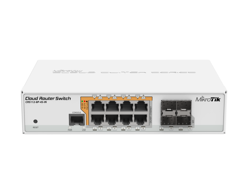 Switch PoE MikroTik CRS112-8P-4S-IN 8 cổng Gigabit, 4 SFP