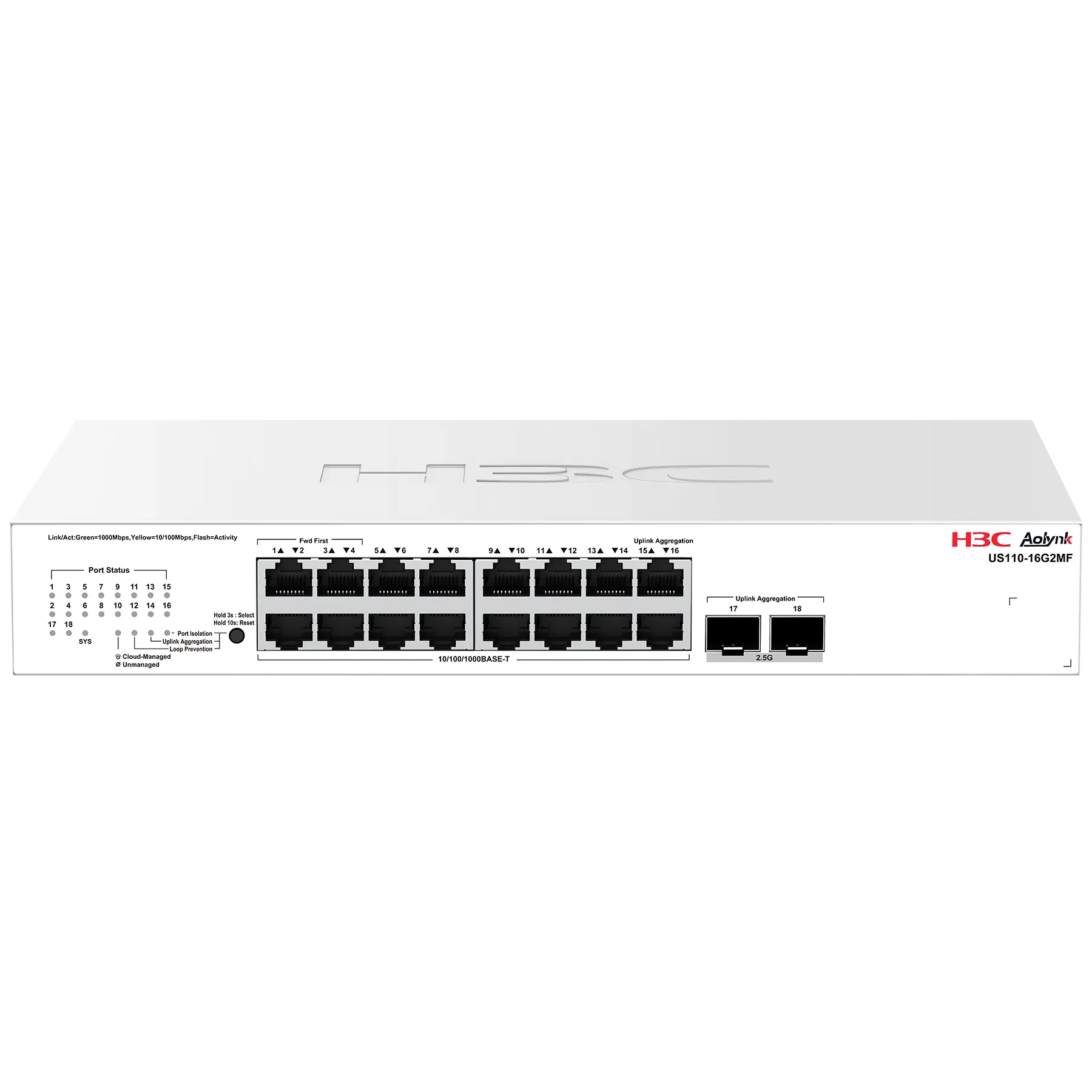 AOLYNK US110-16G2MF - Switch Cloud Managed 16 Cổng Gigabit, 2 SFP 2.5G