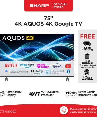Tivi Sharp 75 inch 4K Google TV 4T-C75HJ6000X Ultra Clarity Display