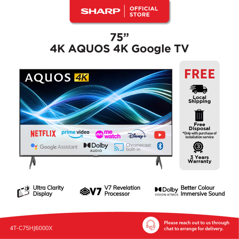 Tivi Sharp 75 inch 4K Google TV 4T-C75HJ6000X Ultra Clarity Display