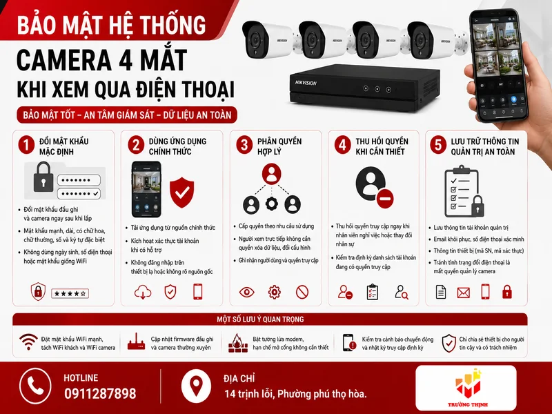 Bảo mật hệ thống camera 4 mắt khi xem qua điện thoại