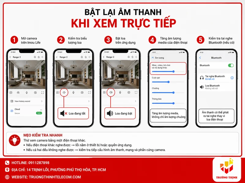 Bật lại âm thanh khi xem trực tiếp