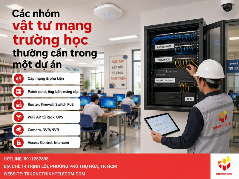 Các nhóm vật tư mạng trường học thường cần trong một dự án