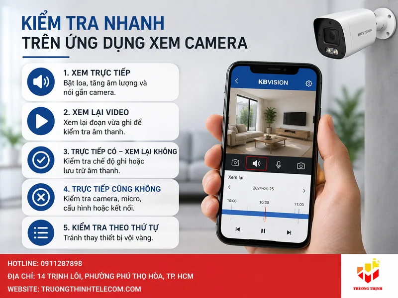 Cách kiểm tra camera KBVision có hỗ trợ ghi âm hay không