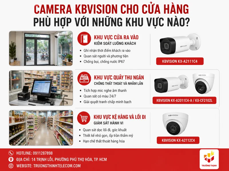 Camera KBVision cho cửa hàng phù hợp với những khu vực nào?