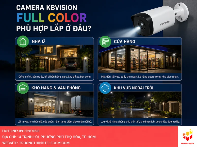Camera KBVision Full Color phù hợp lắp ở đâu?